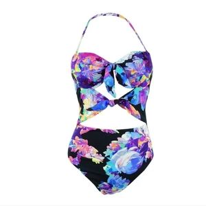 Bar III Women's Tech Tie Printed One-Piece Swimsuit